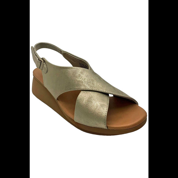 Baretraps Women's Victoria Criss-Cross Wedge Sandals Champagne - Medium - Picture 1 of 3